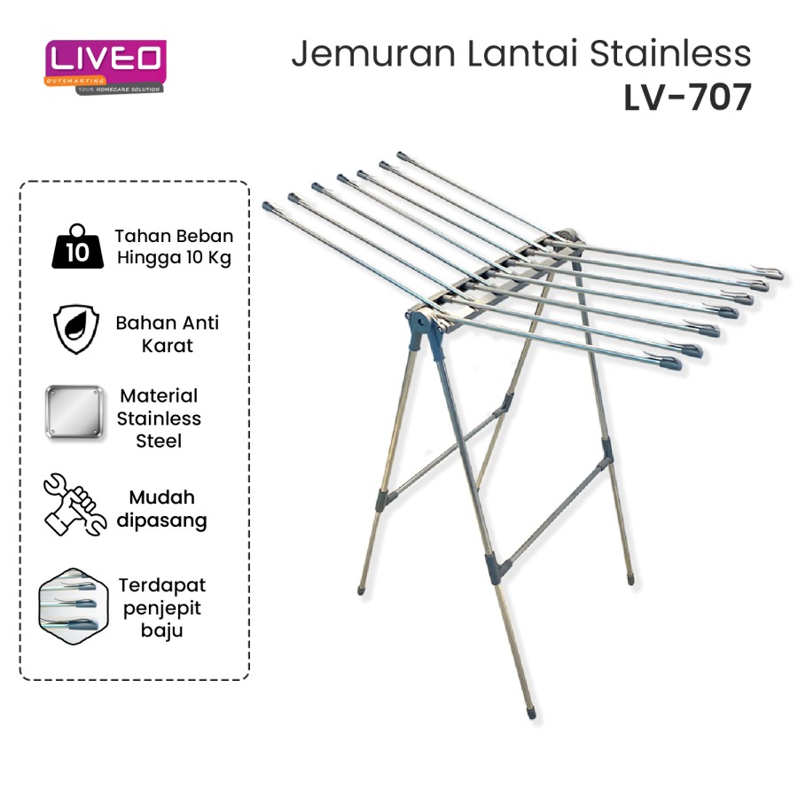 Jemuran Lipat Lantai Baju Liveo LV-707 / Liveo Double Wings Clothes