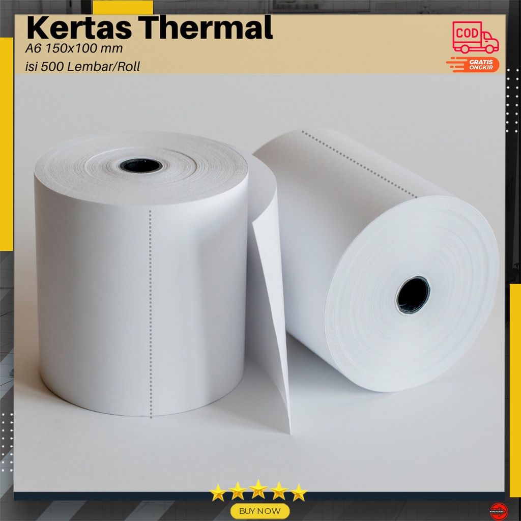 Kertas Thermal A6 100x150 mm Sticker/Kertas Barcode Roll isi 500 Sheet