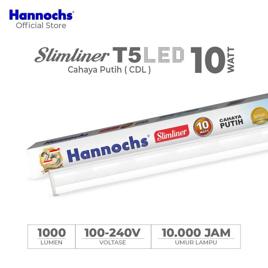 Hannochs Lampu Neon LED Slimliner T5 LED 10 Watt Cahaya Putih