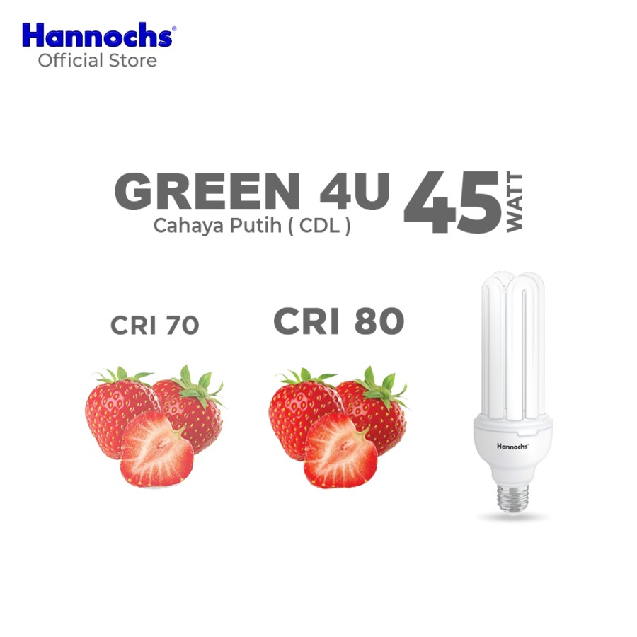 Hannochs - Lampu Hemat Energi 4U - 45 watt - cahaya Putih
