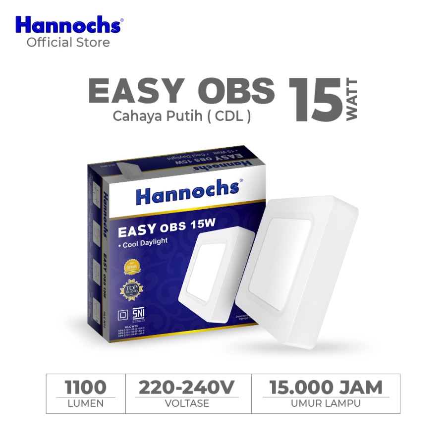 Hannochs Lampu Downlight LED EASY 15W OBS Cahaya Putih Outbow
