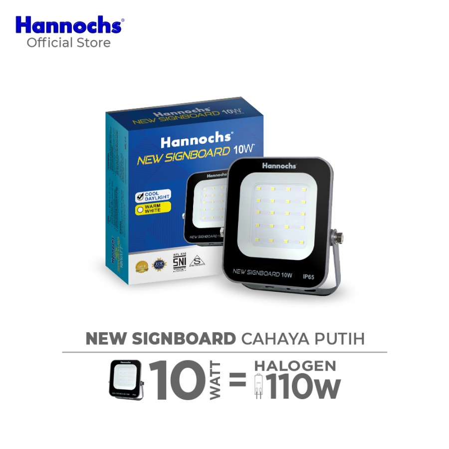 Hannochs Lampu Sorot LED New Signboard 10 watt Cahaya Putih isi 3pcs