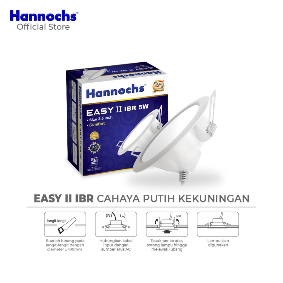 Hannochs Lampu Downlight LED EASY II 5W IBR Cahaya Comfort INBOW