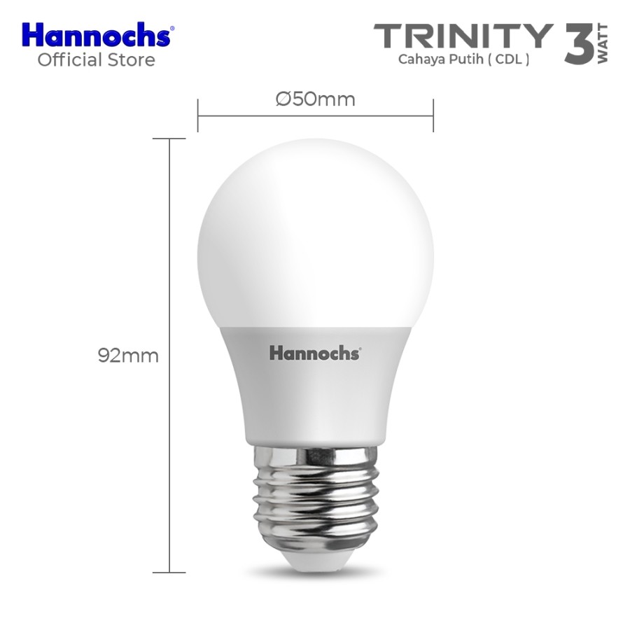 Hannochs Lampu Bohlam LED Trinity 3W isi 4pcs Multipack Cahaya Putih