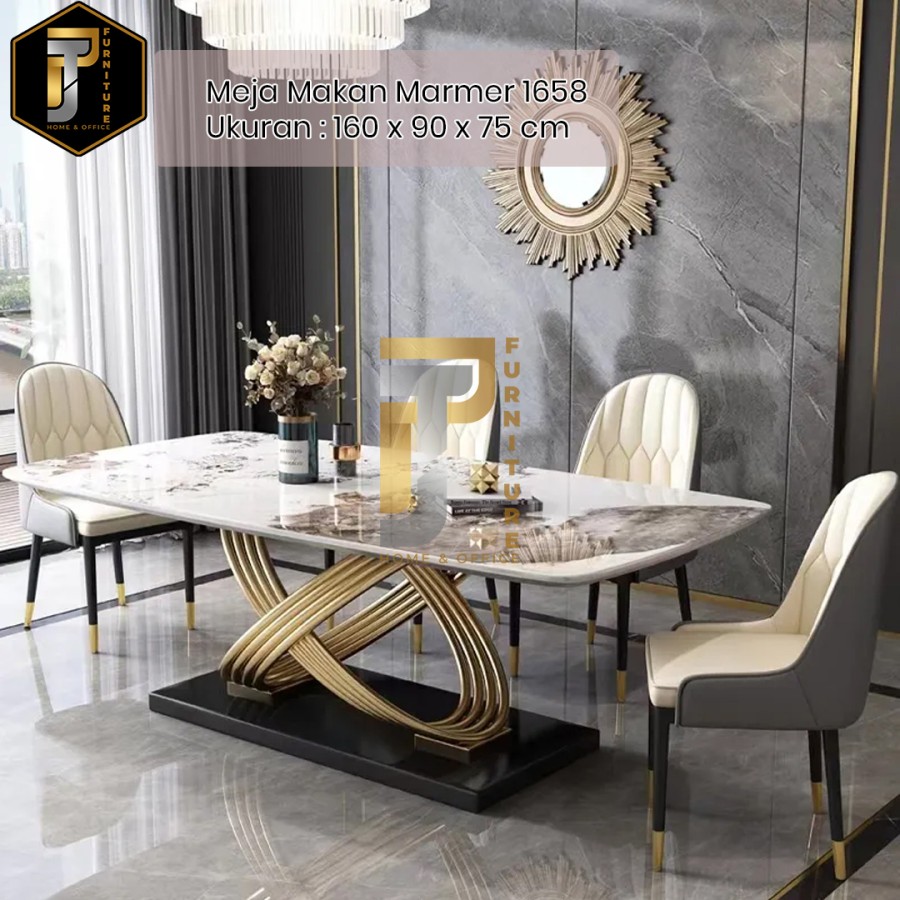 Marble Dining Table Set/Meja Makan Import Marmer 6 Kursi 