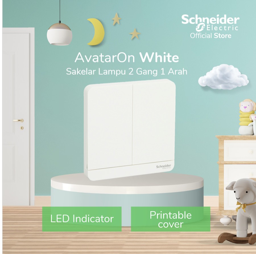 SCHNEIDER Saklar Lampu AvatarOn 2 Gang 1 Arah - SCE8332L