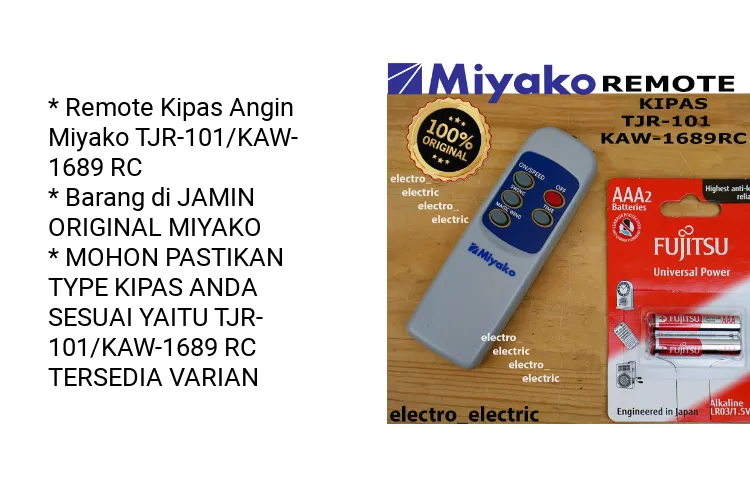 Remote Kipas Angin Miyako TJR 101 dan KAW 1689 ORIGINAL 