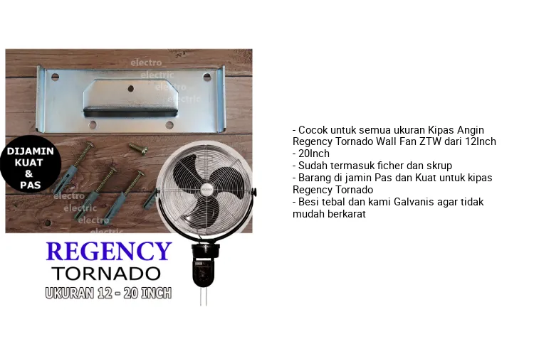 Braket hanger dudukan besi kipas angin dinding Regency Tornado ZTW 12 20