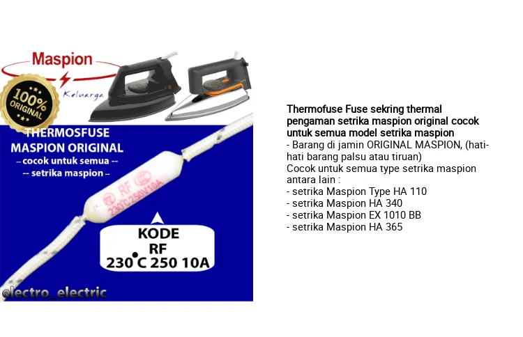 Thermofuse Fuse sekring thermal pengaman setrika maspion original cocok untuk semua model setrika maspion