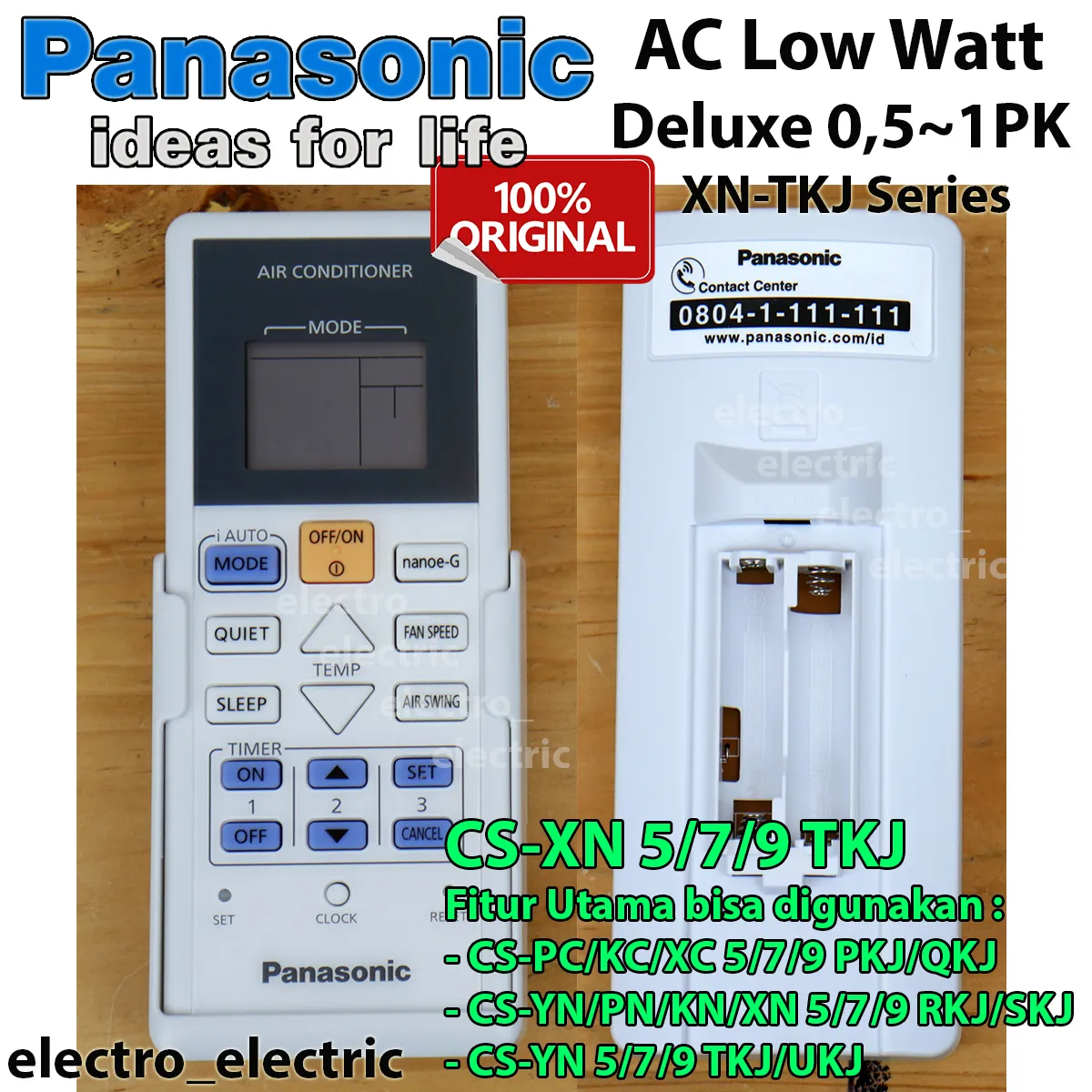 Remote AC Panasonic Low Watt Deluxe 0,5 ~ 1PK XN-TKJ Series