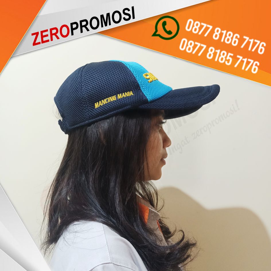 Cetak Logo Topi Bahan Double Mes Jala Tucker Hat