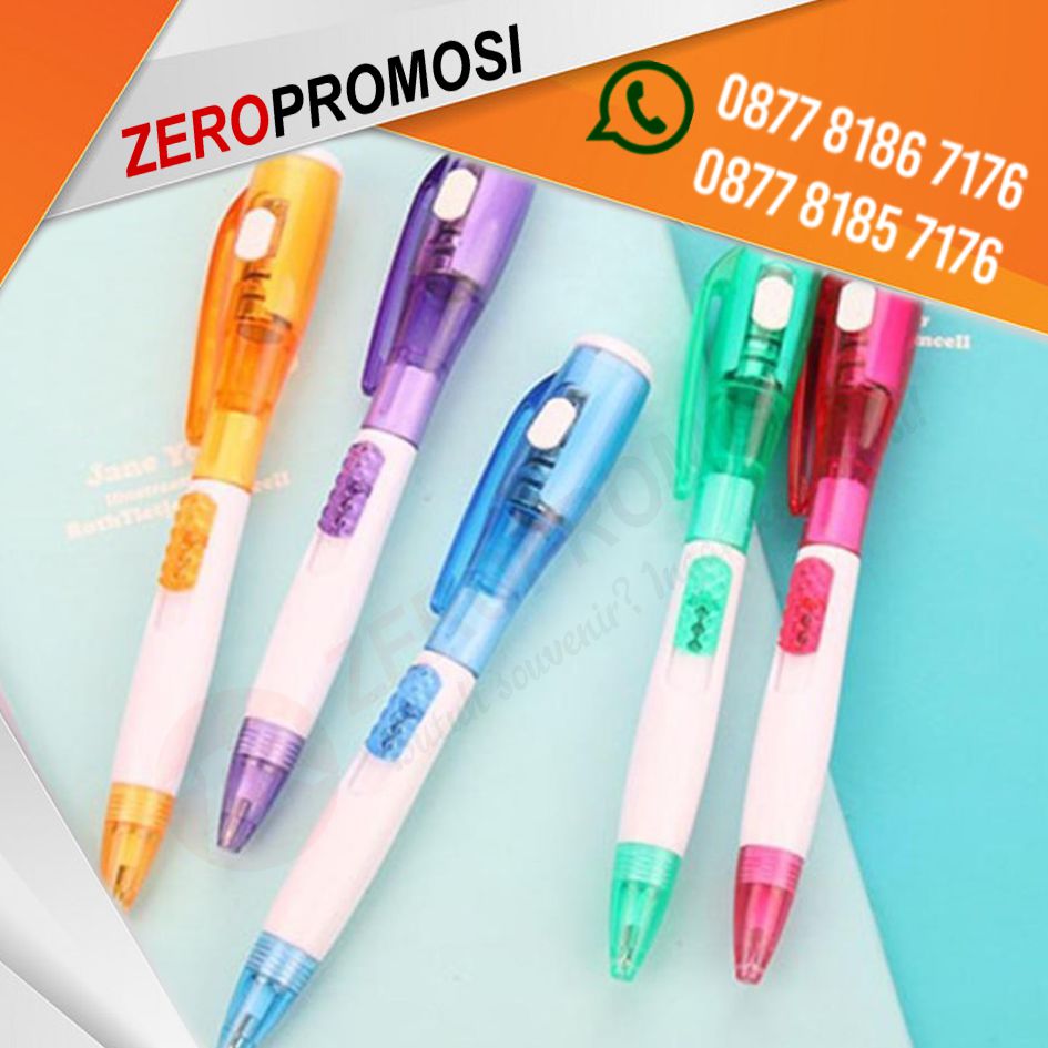 Souvenir Natal Pulpen Senter LED Sablon Christmas
