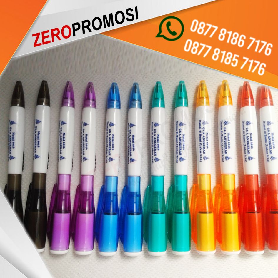 Souvenir Natal Pulpen Senter LED Sablon Christmas