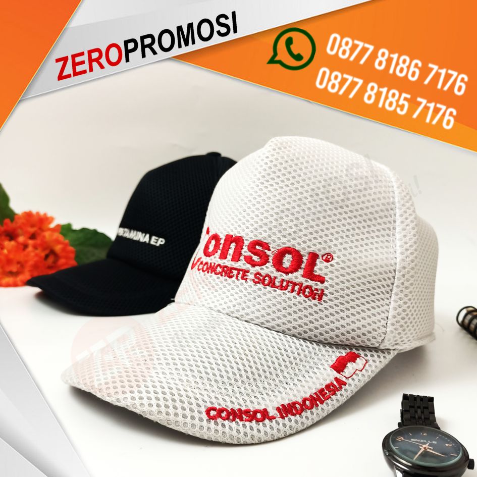 Cetak Logo Topi Bahan Double Mes Jala Tucker Hat