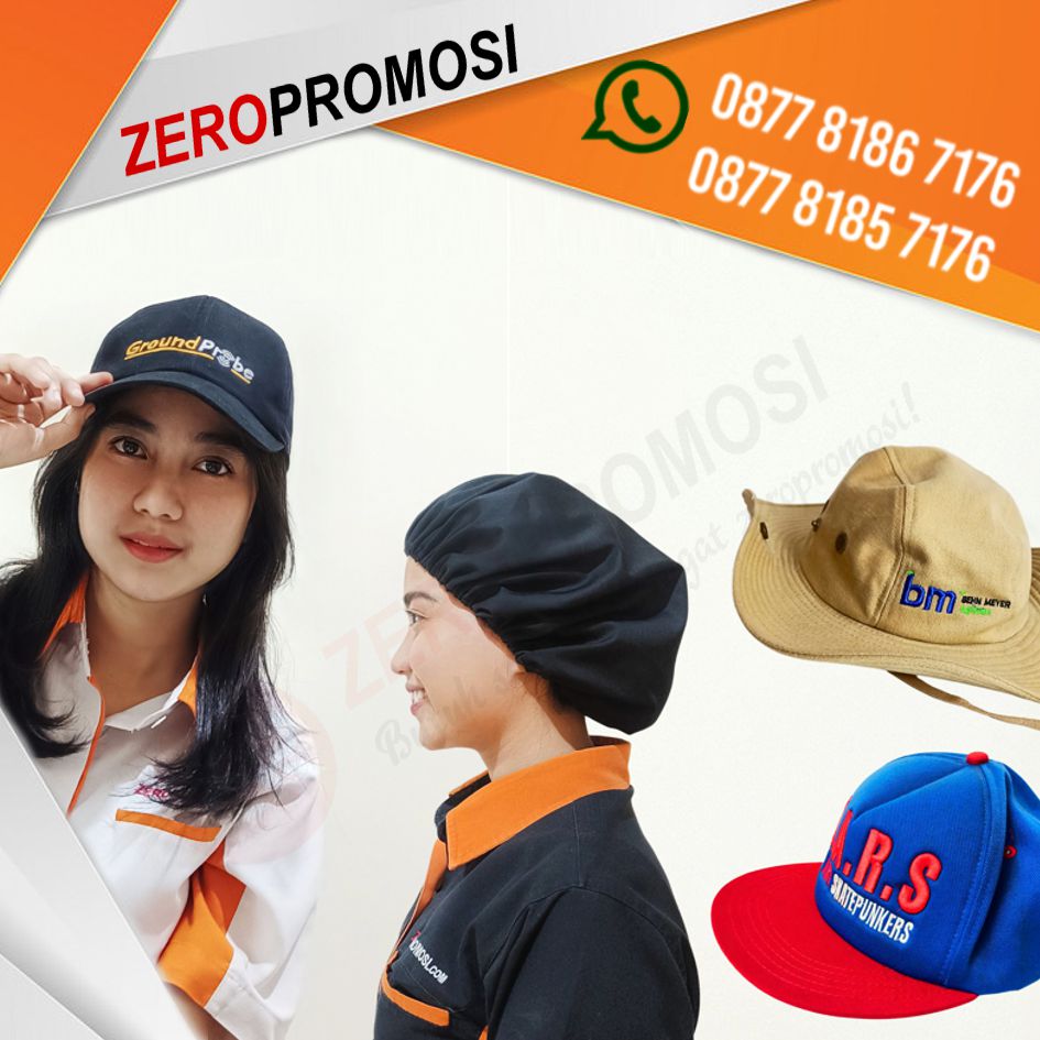 Cetak Topi Bordir Sablon Custom Souvenir Promosi