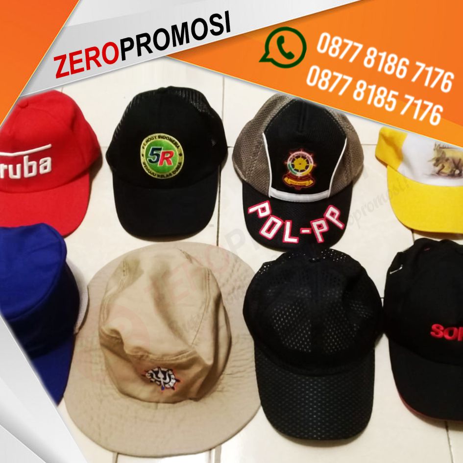 Cetak Topi Bordir Sablon Custom Souvenir Promosi