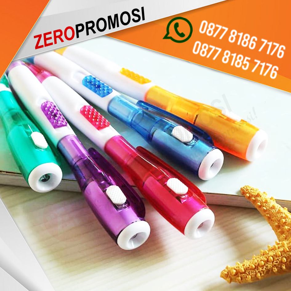 Souvenir Natal Pulpen Senter LED Sablon Christmas
