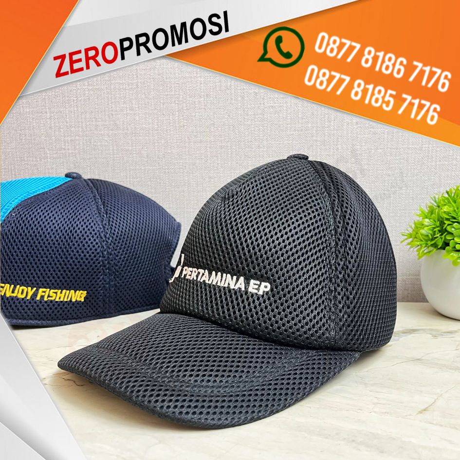 Cetak Logo Topi Bahan Double Mes Jala Tucker Hat