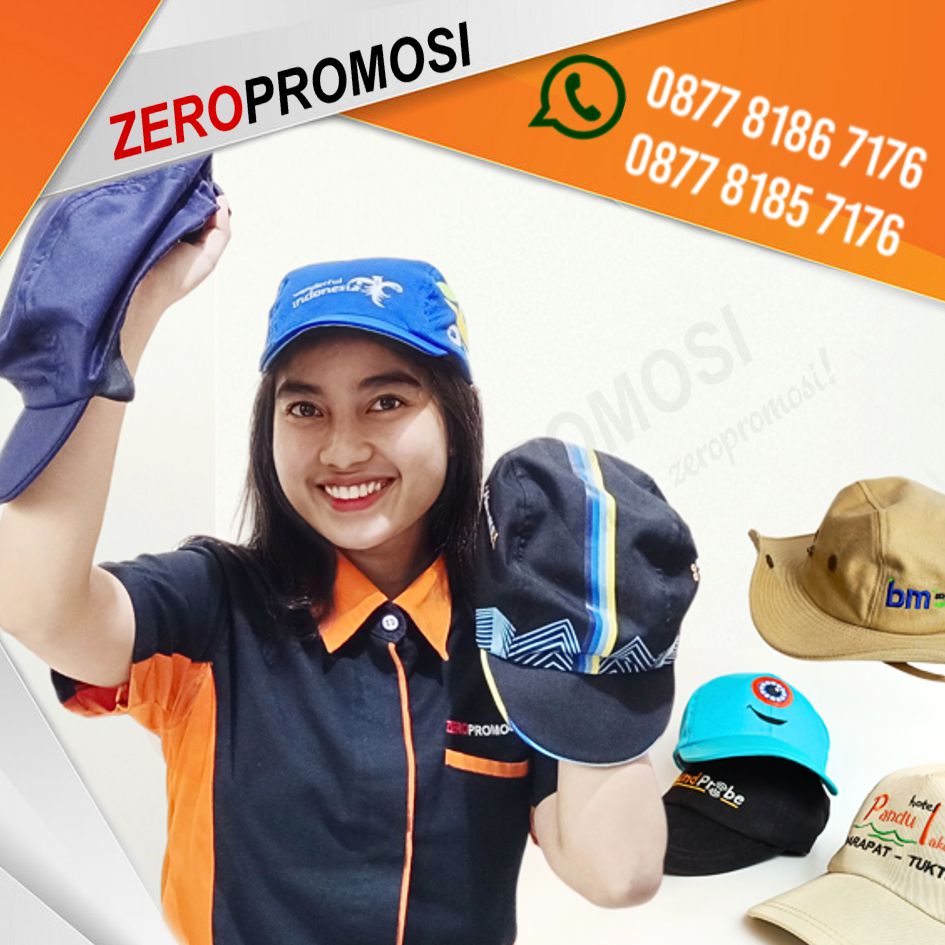 Cetak Topi Bordir Sablon Custom Souvenir Promosi