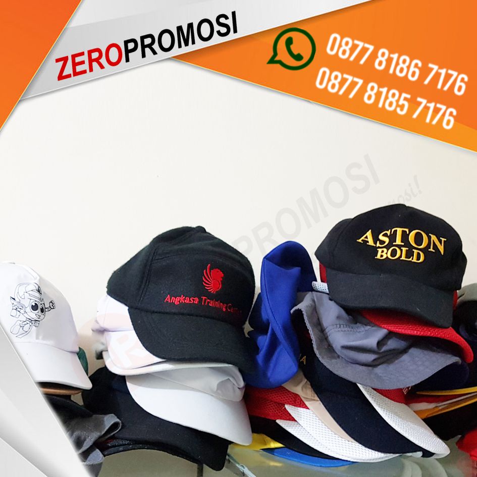 Cetak Topi Bordir Sablon Custom Souvenir Promosi