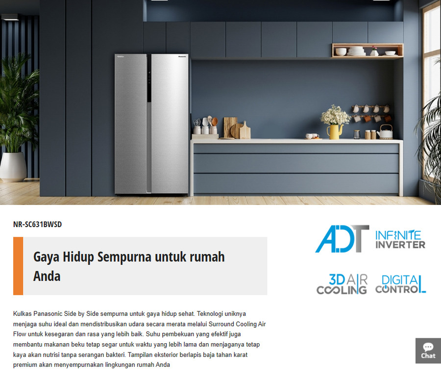 Kulkas PANASONIC Side By Side 2 Pintu NR-SC631BWSD (Inverter / 592 L)