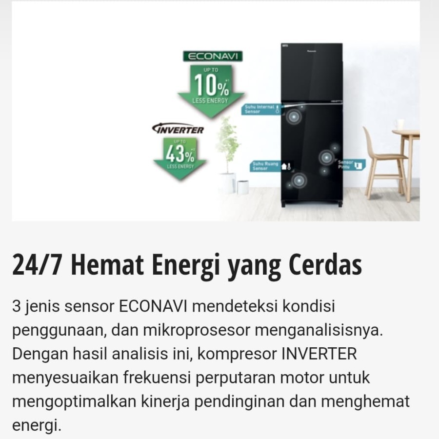 Kulkas PANASONIC 2 Pintu NR-BB271G-K (Inverter / 248 L)