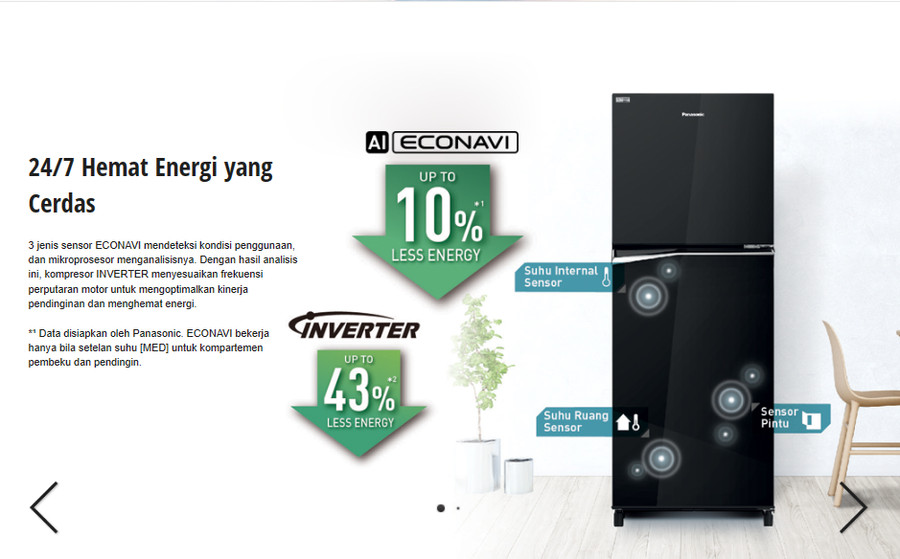 Kulkas PANASONIC 2 Pintu NR-BB271Q-PK (Inverter / 248 L)