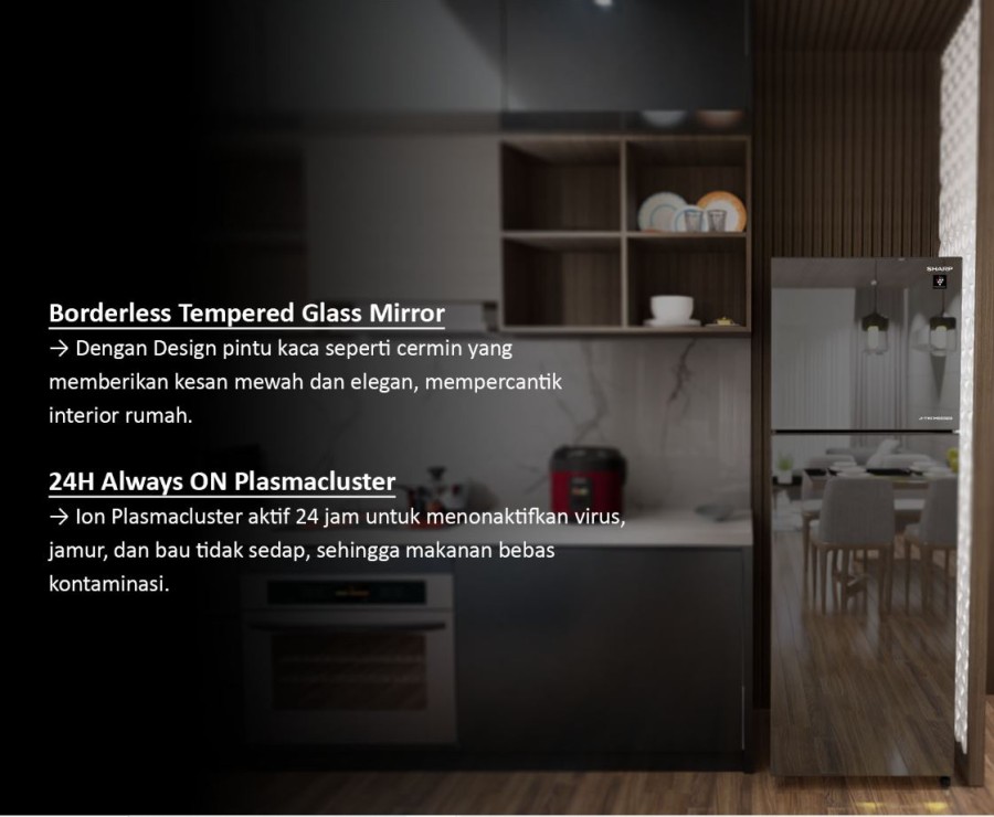 Kulkas SHARP 2 Pintu 352L / SJ-456GI-MS (Inverter)