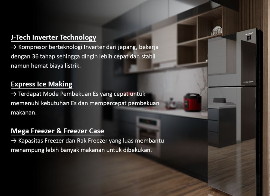 Kulkas SHARP 2 Pintu 352L / SJ-456GI-MS (Inverter)