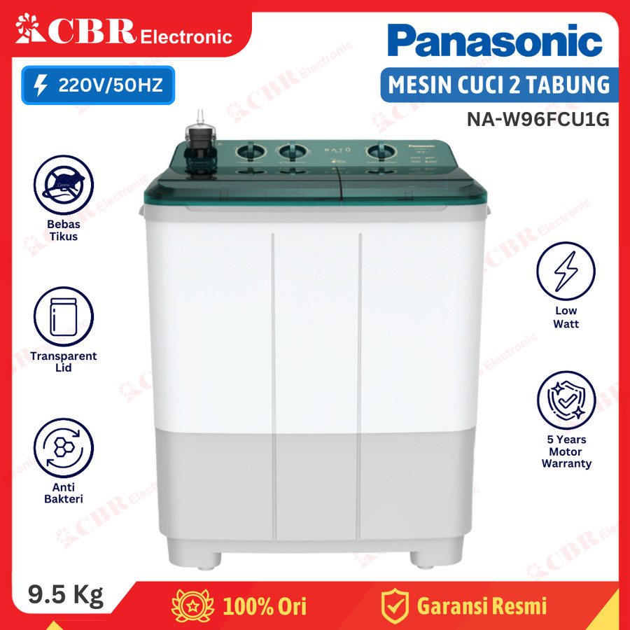 Mesin Cuci PANASONIC 2 Tabung 9.5 Kg NA-W96FCU1G