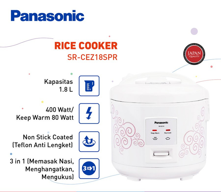 Rice Cooker PANASONIC 1.8 Liter SR-CEZ18SPSR