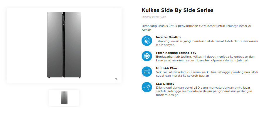 Kulkas MIDEA Side By Side 2 Pintu MDRS710FGF02ID / 525 L