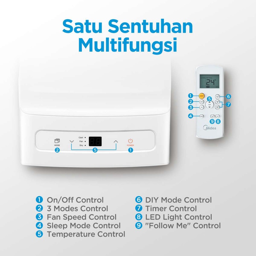 AC Portable MIDEA 1/2 PK (0.5 PK) MPHA-05CRN7