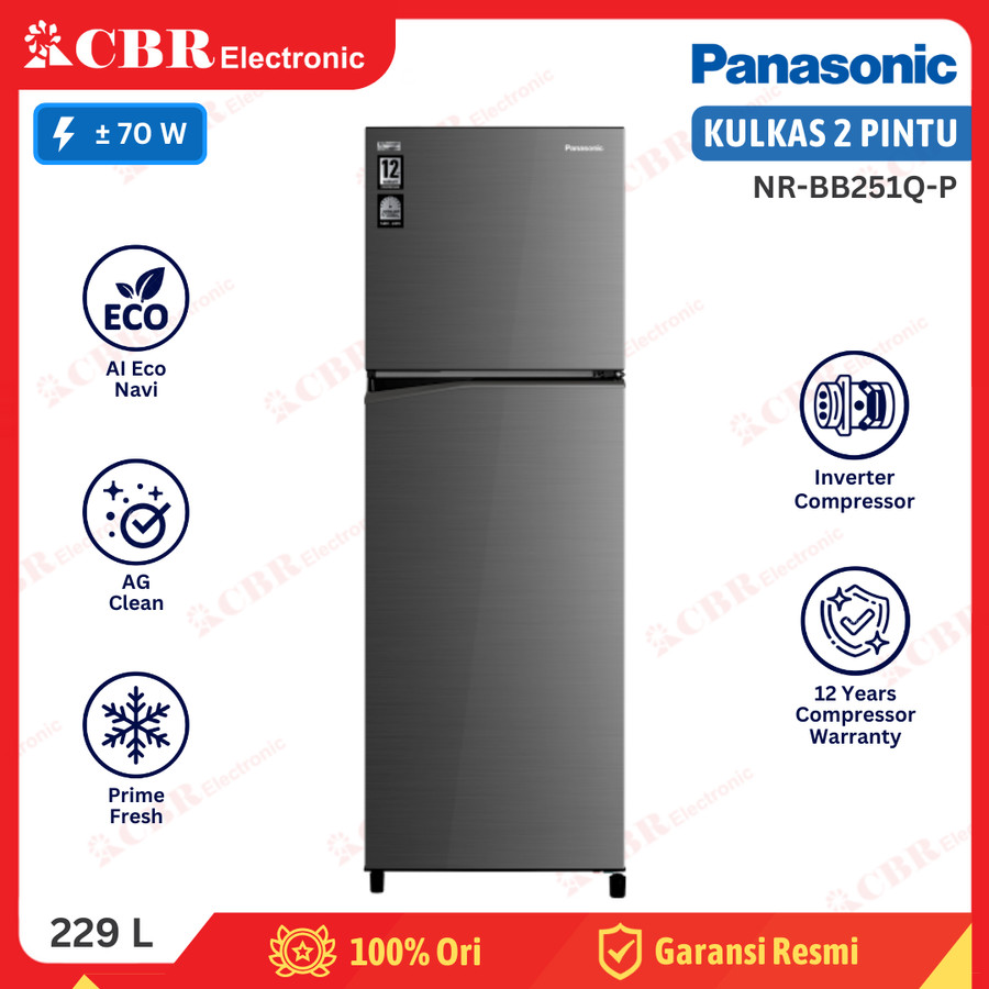 Kulkas PANASONIC 2 Pintu NR-BB251Q-P (Inverter / 229 L)