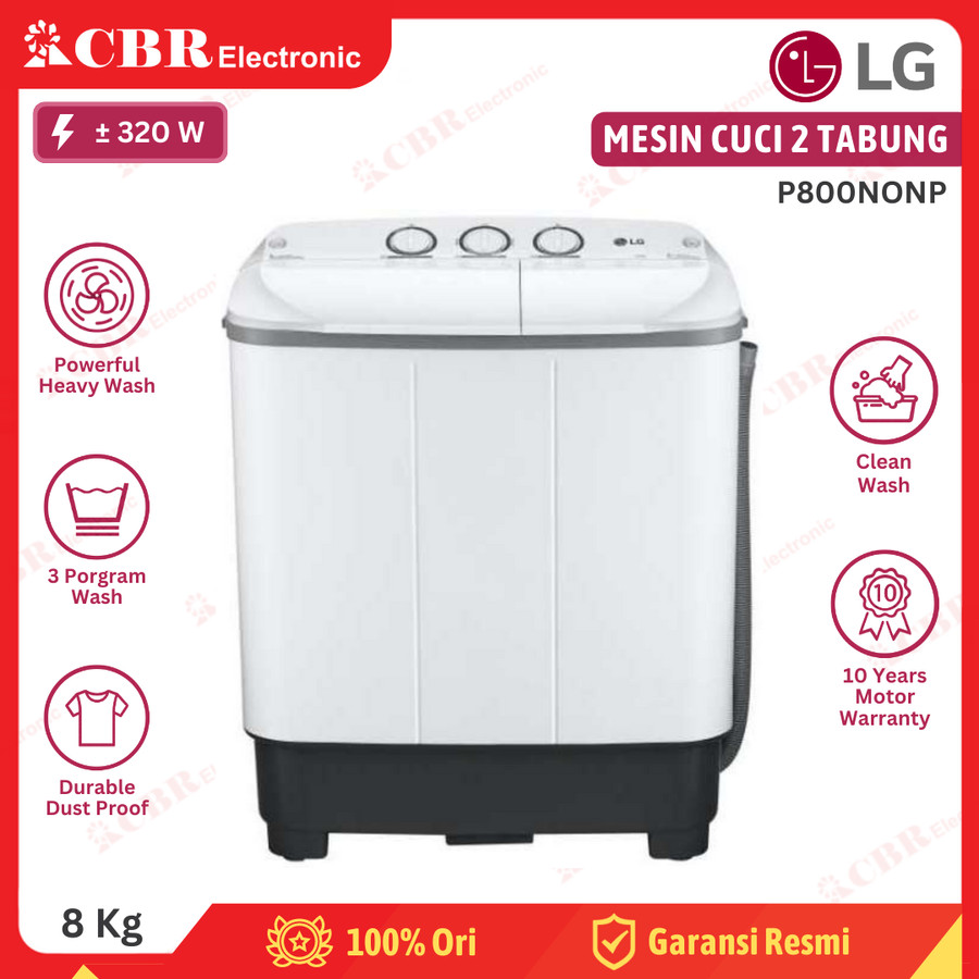 Mesin Cuci LG 2 Tabung 8 Kg P800NONP