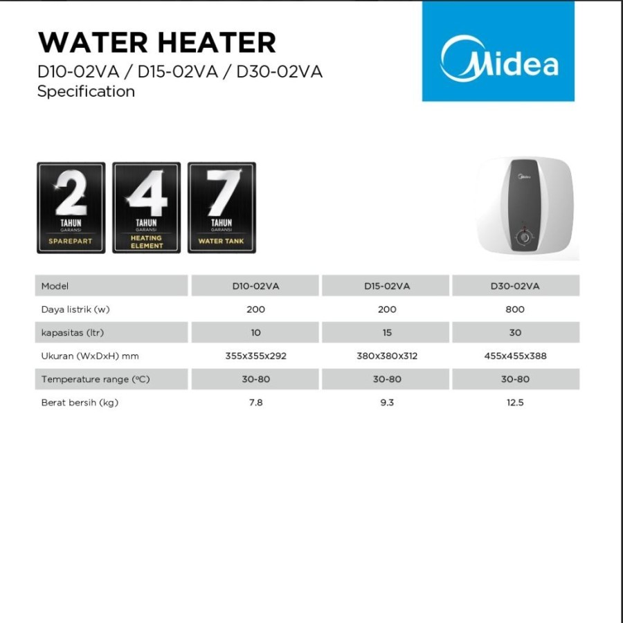 Water Heater MIDEA D30-035VA / 30 L