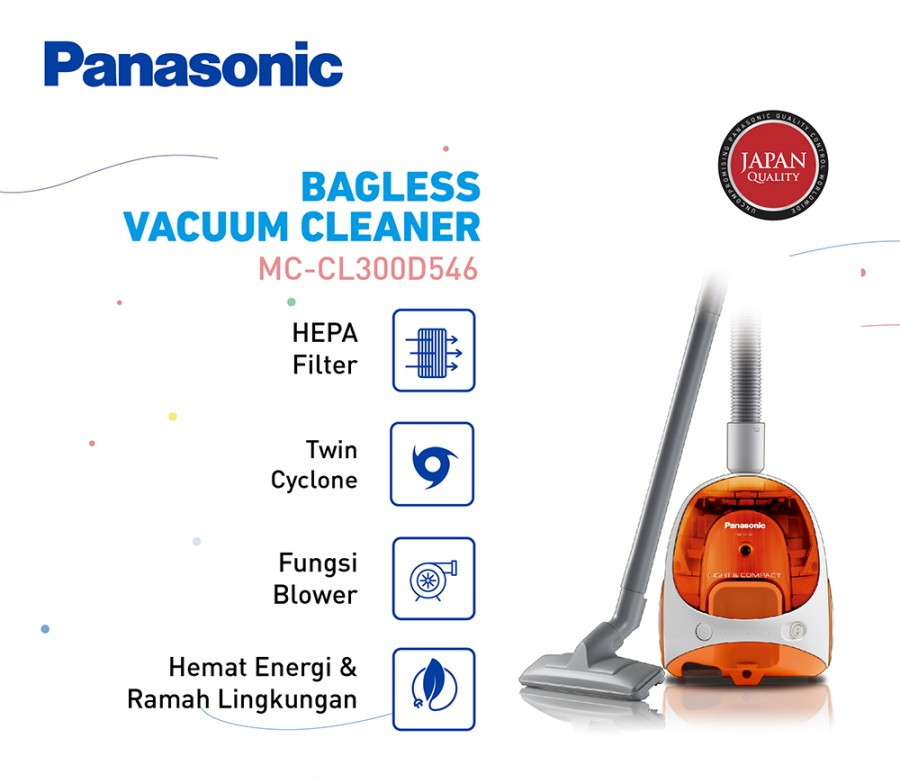 Vacuum Cleaner PANASONIC MC-CL300D546 ORG (Dry Vacuum / 600ml)