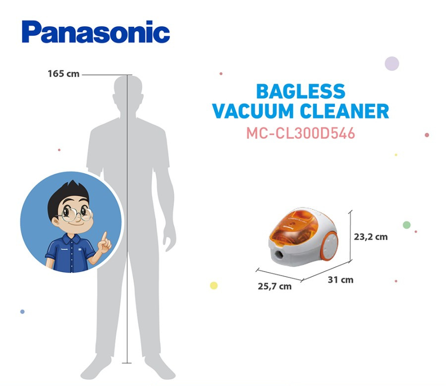 Vacuum Cleaner PANASONIC MC-CL300D546 ORG (Dry Vacuum / 600ml)