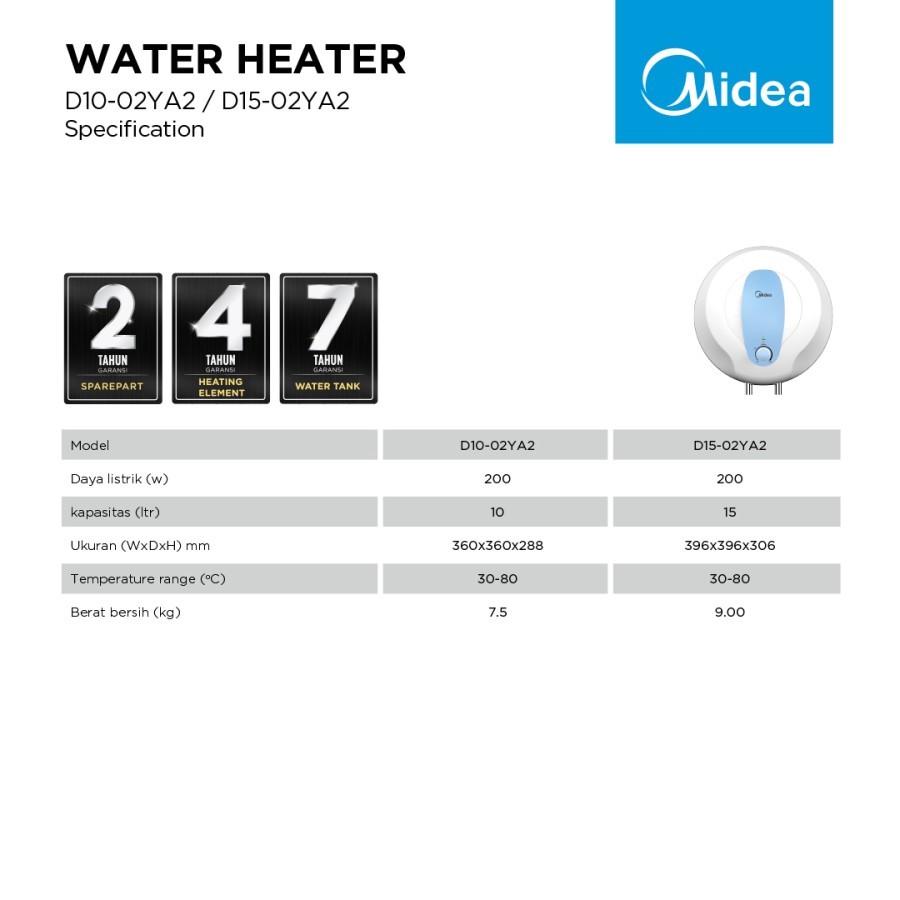 Water Heater MIDEA D10-02YA2 / 10 L