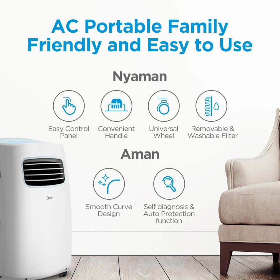 AC Portable MIDEA 1.5 PK MPF2-12CRN1