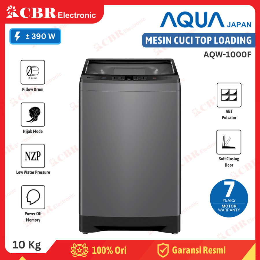 Mesin Cuci AQUA Top Loading 10 Kg AQW-1000F