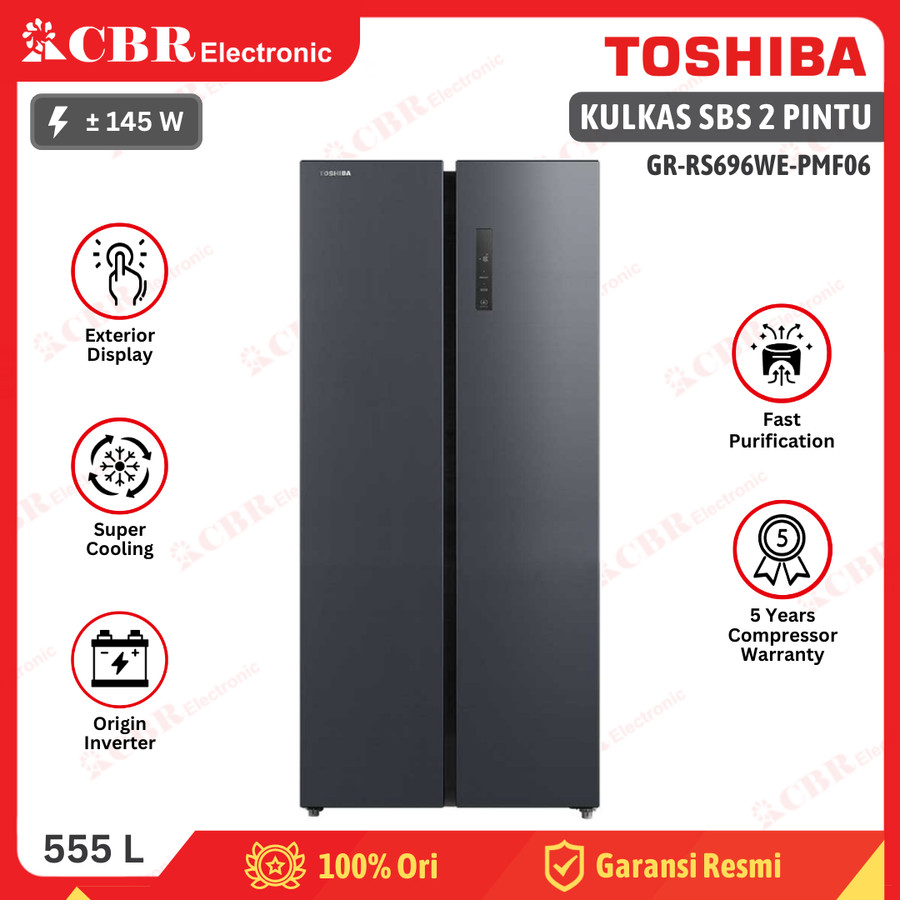 Kulkas TOSHIBA Side By Side 2 Pintu GR-RS696WE-PMF06 / 555 L