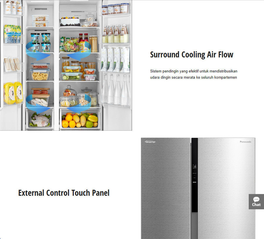 Kulkas PANASONIC Side By Side 2 Pintu NR-SC631BWSD (Inverter / 592 L)