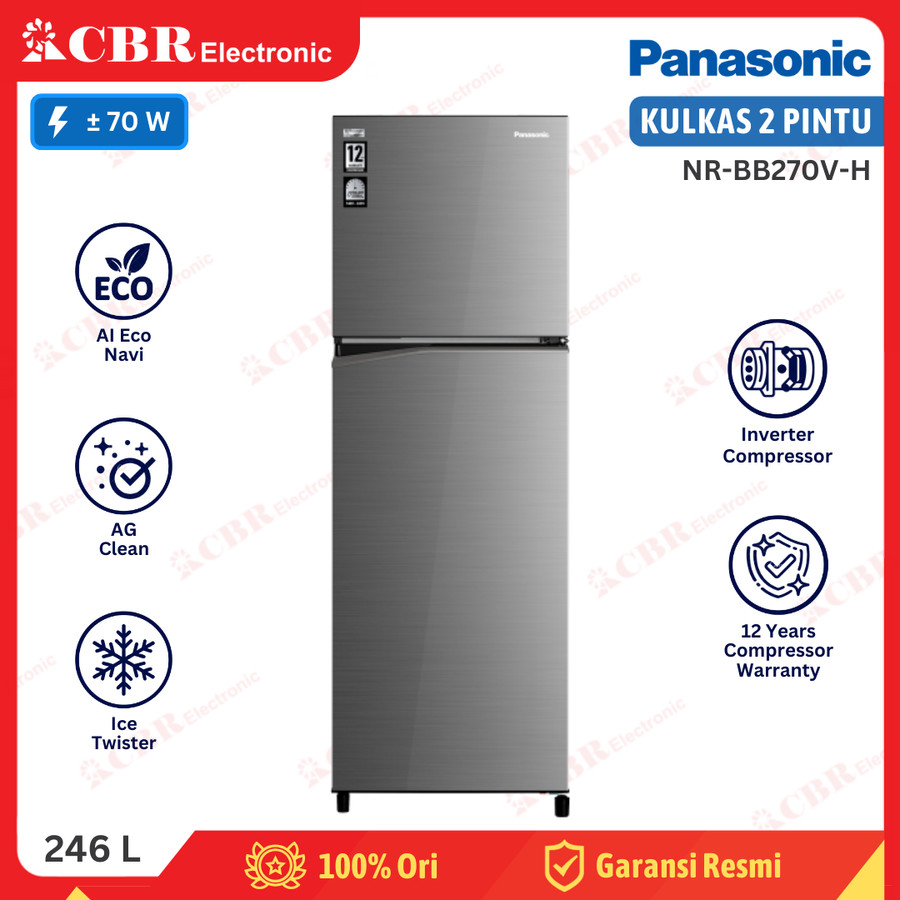 Kulkas PANASONIC 2 Pintu NR-BB270V-H (Inverter / 246 L)