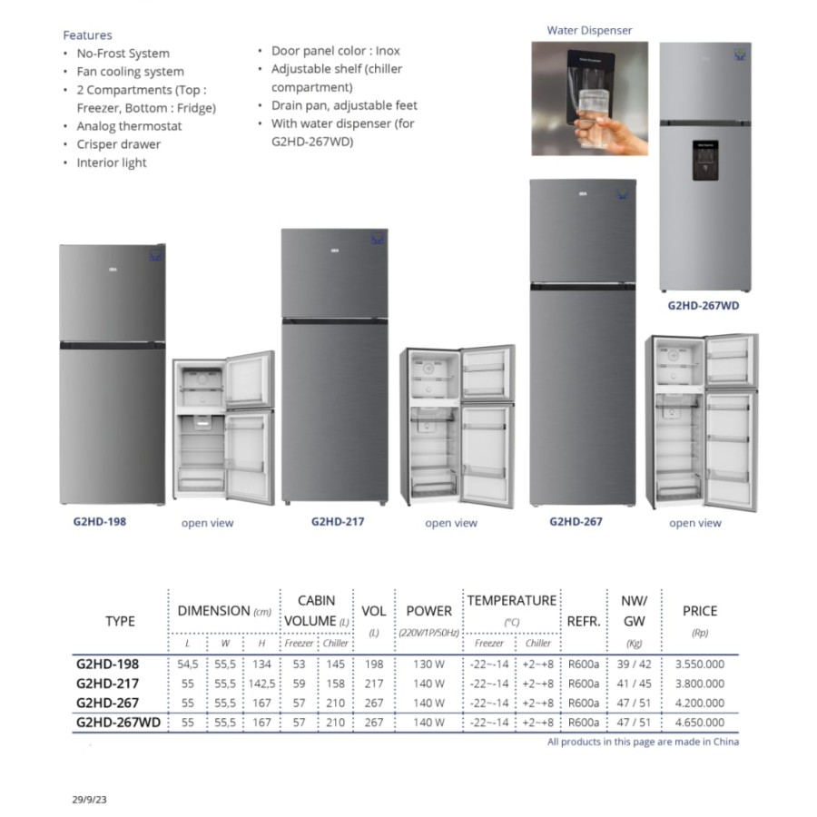 Kulkas GEA 2 Pintu G2HD-198 / 198 L