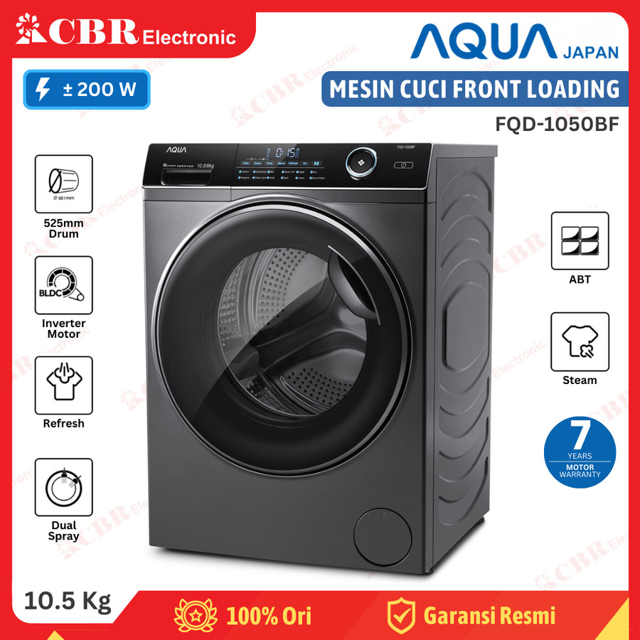 Mesin Cuci AQUA Front Loading 10.5 Kg FQD-1050BF