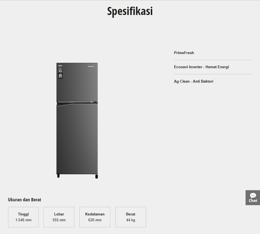 Kulkas PANASONIC 2 Pintu NR-BB251Q-P (Inverter / 229 L)