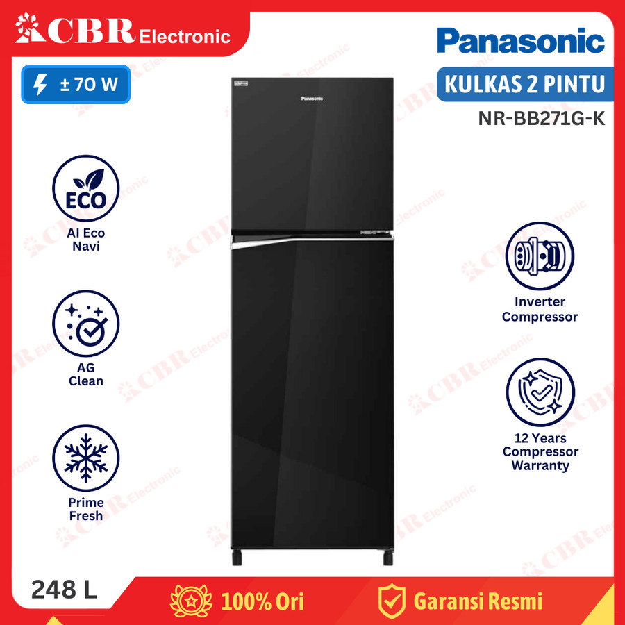 Kulkas PANASONIC 2 Pintu NR-BB271G-K (Inverter / 248 L)