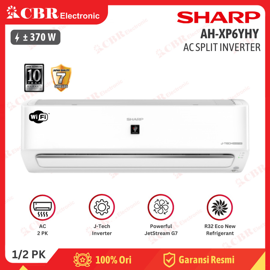AC Split SHARP Inverter 1/2PK (0.5PK) AH-XP6YHY (J-Tech Inverter) R-32