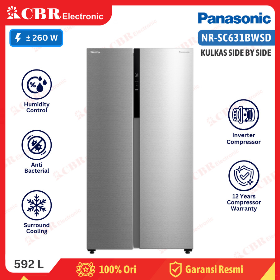 Kulkas PANASONIC Side By Side 2 Pintu NR-SC631BWSD (Inverter / 592 L)